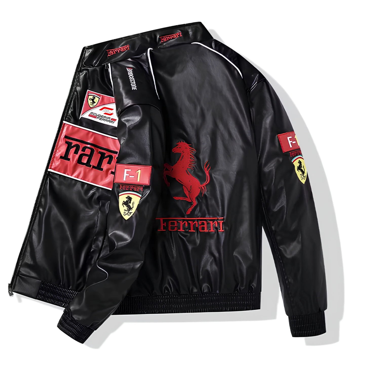 Ferrari F1 Leather Jacket - Bomber Style