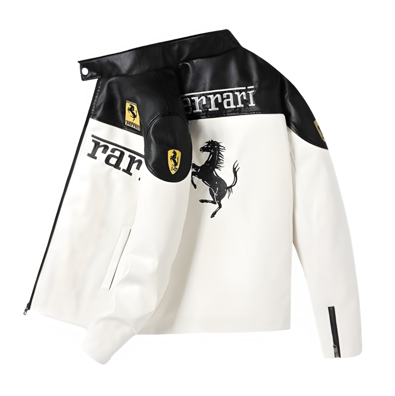 Ferrari F1 Leather Jacket - Racer Style