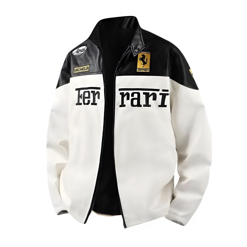Ferrari F1 Leather Jacket - Racer Style