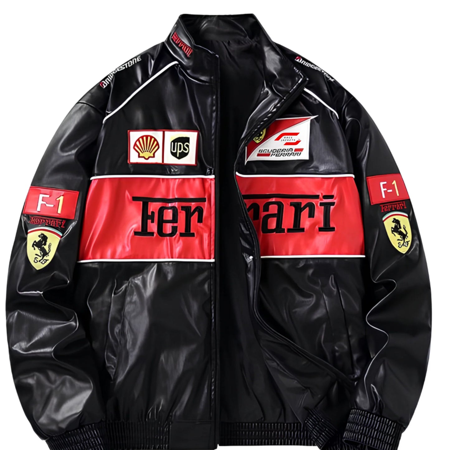 Ferrari F1 Leather Jacket - Bomber Style