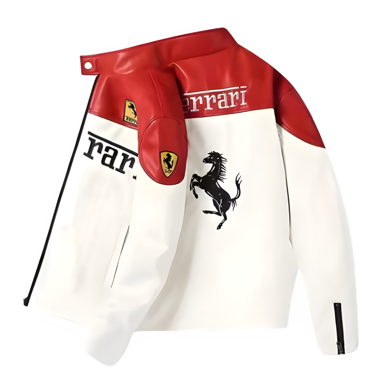 Ferrari F1 Leather Jacket - Racer Style