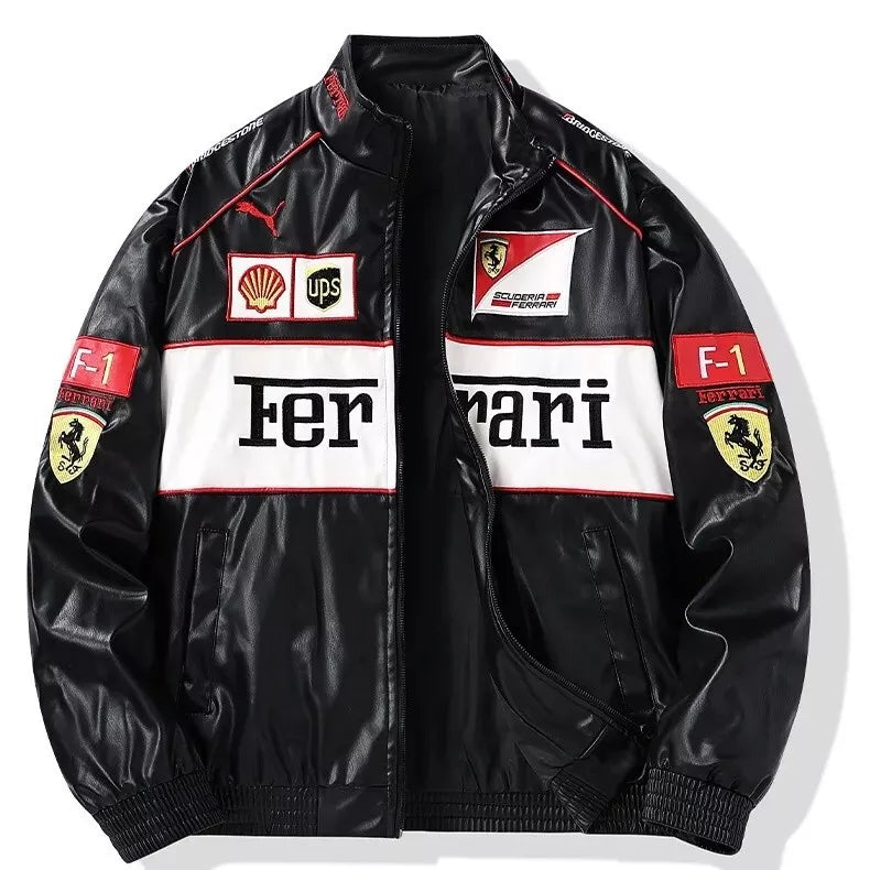Ferrari F1 Leather Jacket - Bomber Style