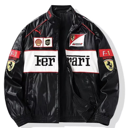 Ferrari F1 Leather Jacket - Bomber Style