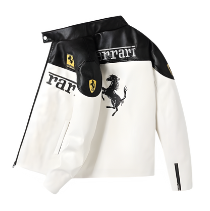 Ferrari F1 Leather Jacket - Racer Style