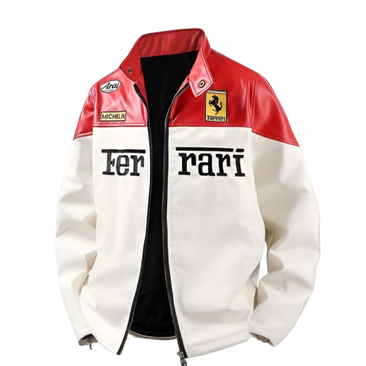 Ferrari F1 Leather Jacket - Racer Style
