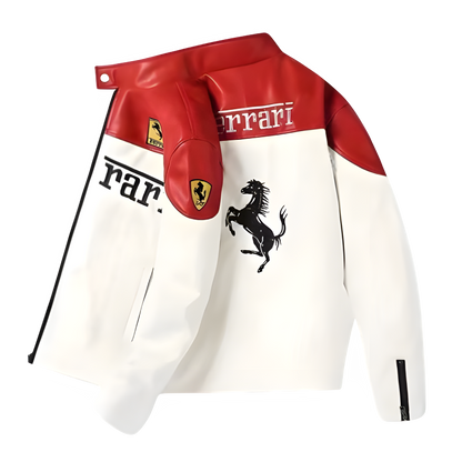 Ferrari F1 Leather Jacket - Racer Style
