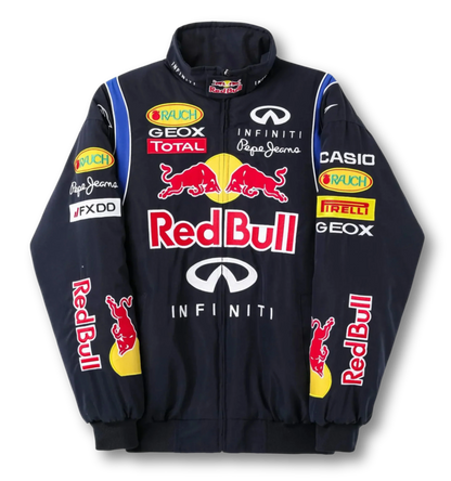 Black jacket with Red Bull and Infiniti logos on a white background