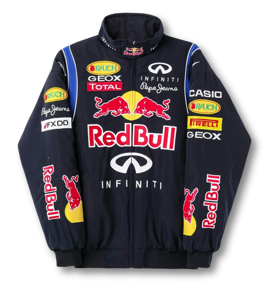 Black jacket with Red Bull and Infiniti logos on a white background